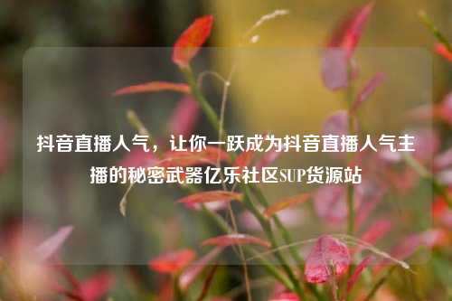 抖音直播人气，让你一跃成为抖音直播人气主播的秘密武器亿乐社区SUP货源站  第1张